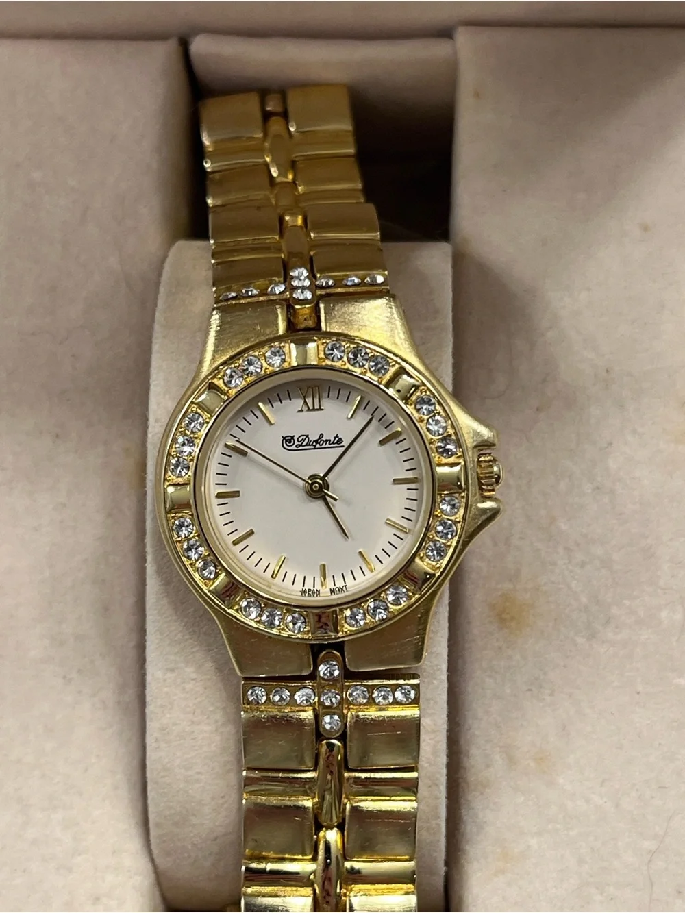 Lucien Piccard Dufonte Gold Tone Women's Watch with Crystal Accents
